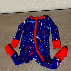 Little Sleepies zippie limited edition fireworks red, white, and blue